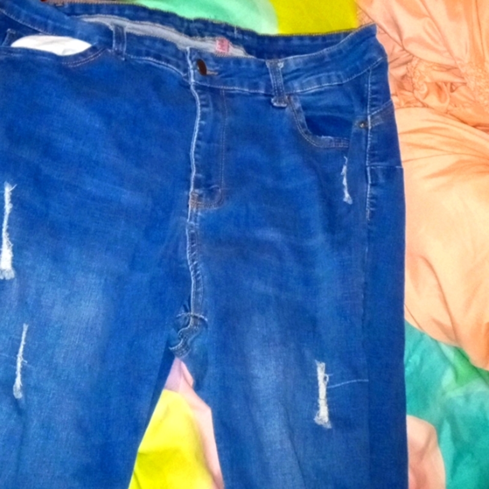 Blue ripped jeans